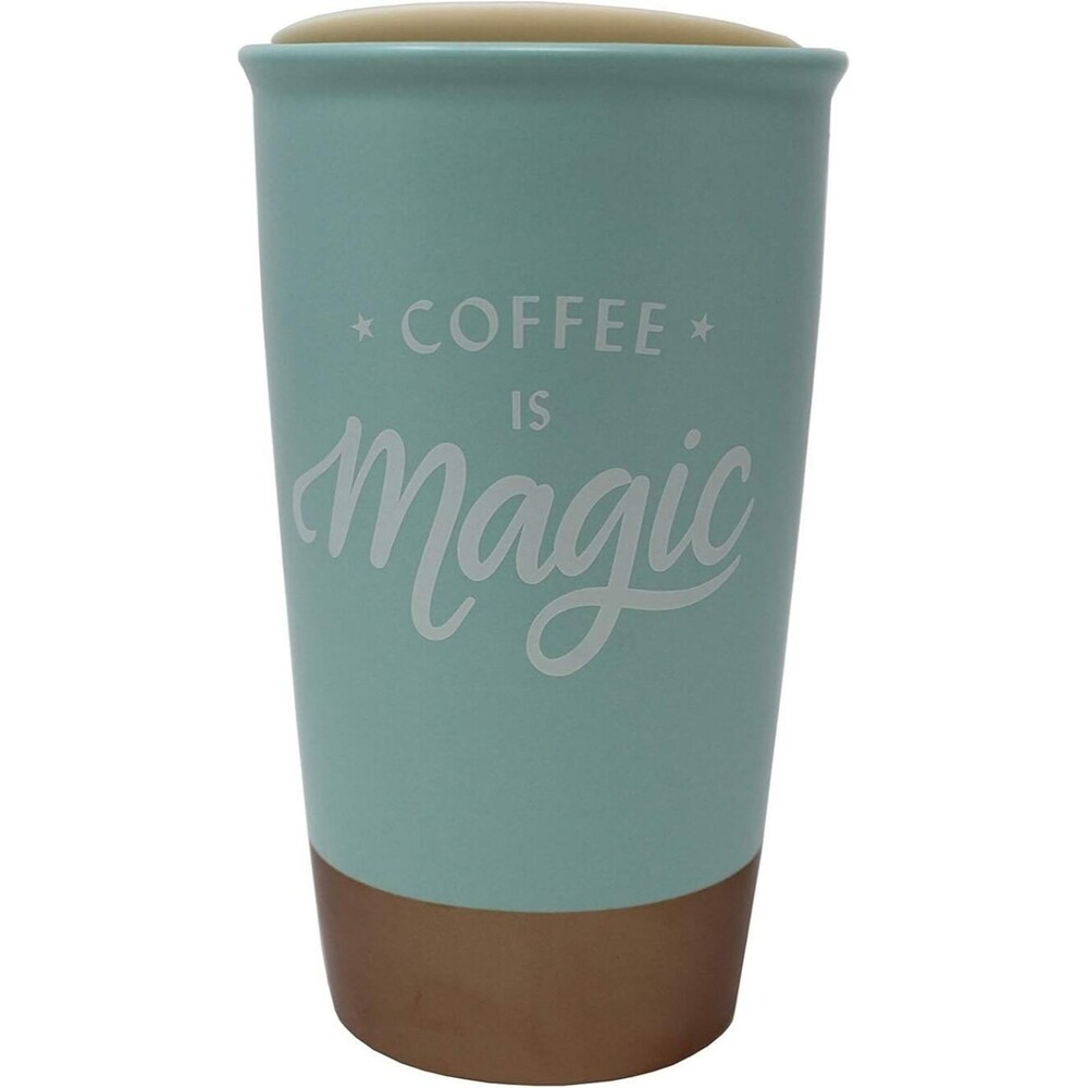Starbucks Coffee is Magic 12oz Ceramic Travel Tea Mug Double Wall w/Lid 2018